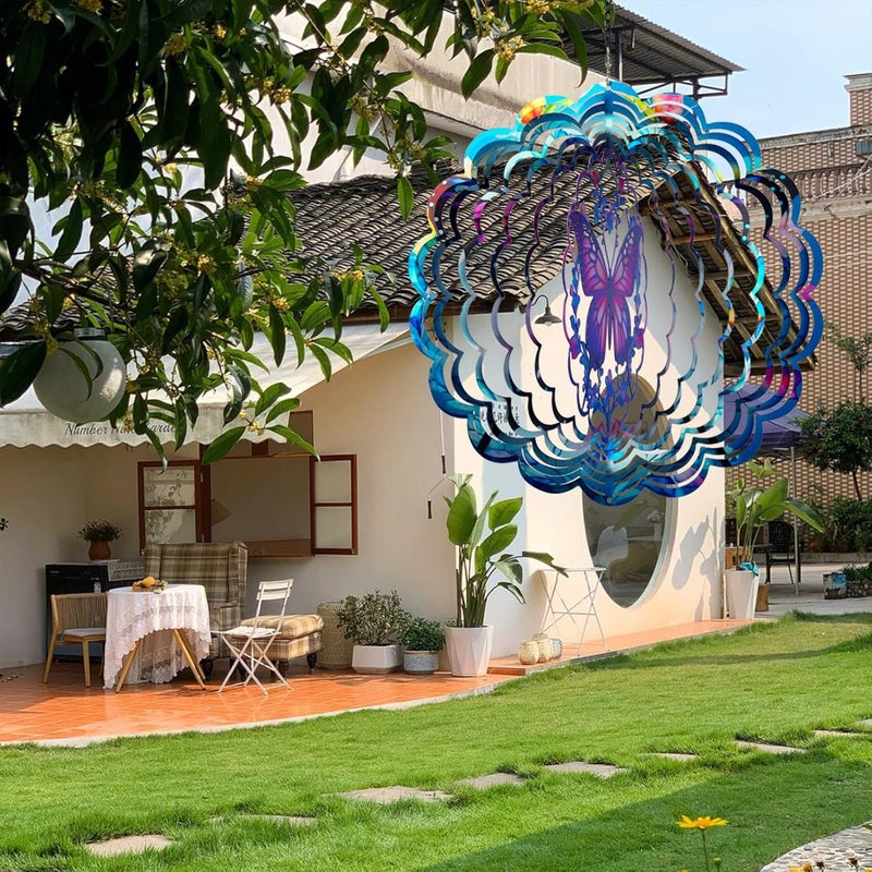 Opjoy Butterfly Wind Spinners Outdoor - 12 inch from Daughter, Birthday Gifts for Women, Butterflies Outdoor Hanging Wind Sculptures, Garden Decor for Outside, Patio, Yard, Lawn, Balcony - Image 5